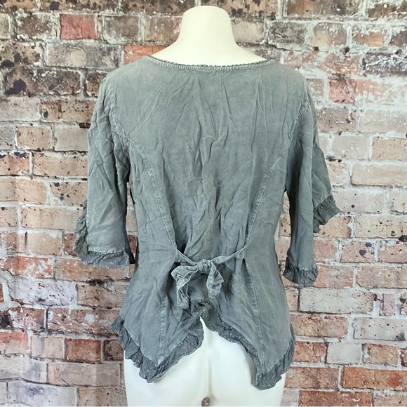 Advanced Apparrels Blouse Button Down V-Neck Distressed Gray Sz XXL - Picture 7 of 12